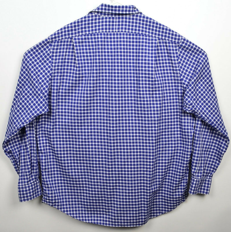 Polo Ralph Lauren Men's 2XL Blue White Check Spread Collar Button-Front Shirt