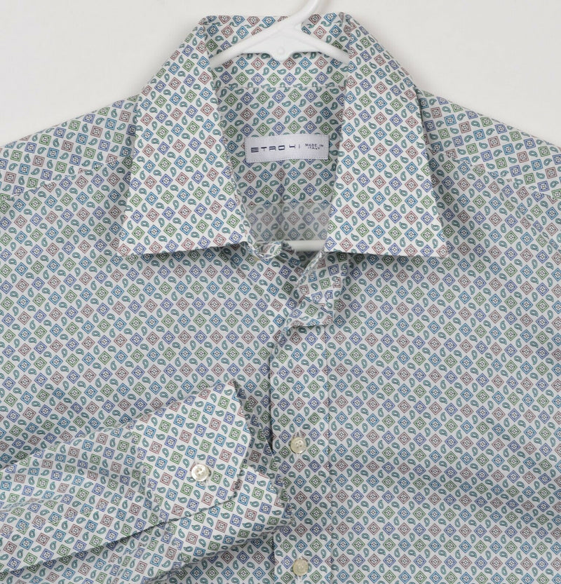 ETRO Men's Sz 41/Large Geometric Paisley Long Sleeve Button-Front Shirt