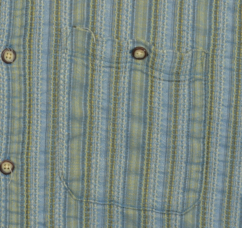 Territory Ahead Men's XL Blue Green Striped Textured Woven Button-Front Shirt