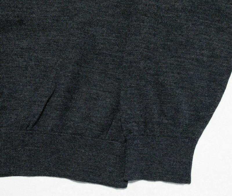 Brooks Brothers Country Club Men Small Merino Wool Gray V-Neck Pullover Sweater