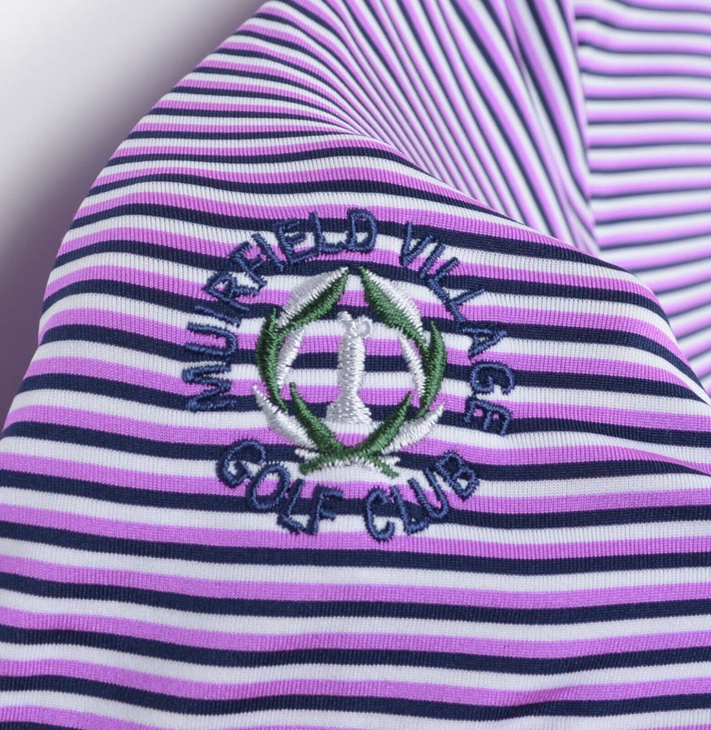 RLX Ralph Lauren Men's Sz Large Purple Striped Pocket Golf Polo Shirt Muirfield