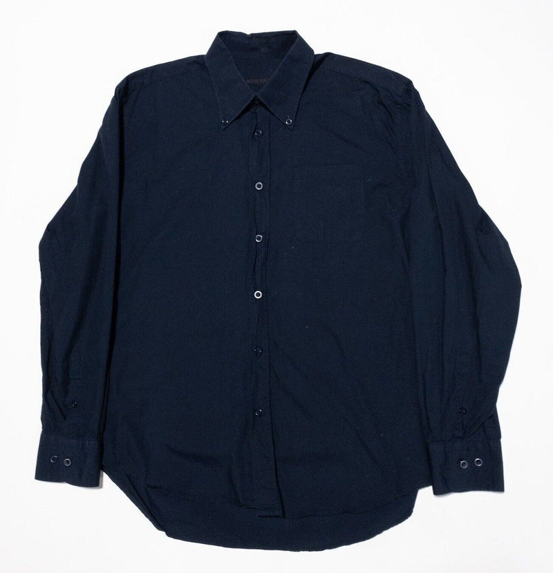 Prada Shirt 16.5/41 Men's Long Sleeve Button-Down Solid Navy Blue Designer