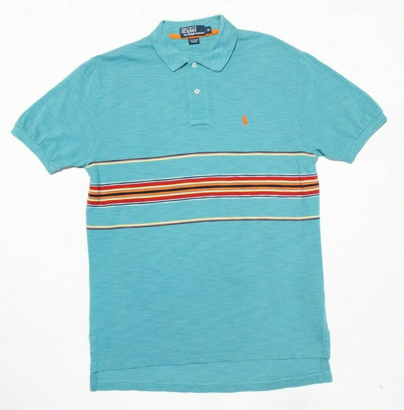 Polo Ralph Lauren Polo Shirt Medium Men's Turquoise Blue Center Stripe