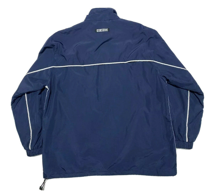 CCM Men's XL Solid Blue Full Zip Windbreaker Warm-Up Hockey Jacket