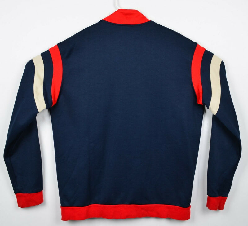 Vintage 80s Lacoste Sport Men's 6 (XL) Navy Blue Red Alligator Zip Track Jacket