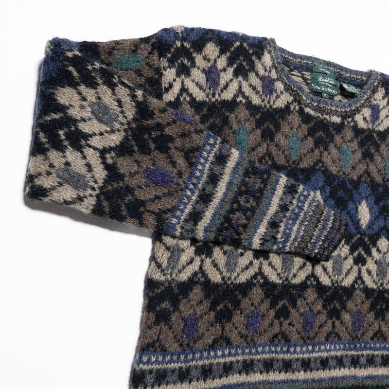 Vintage Marshall Fields Sweater Men's Medium Shetland Wool Geometric Fair Isle
