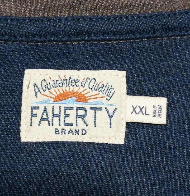 Faherty Sweater Men's 2XL Cotton Modal Blend Brown 1/4 Zip Long Sleeve