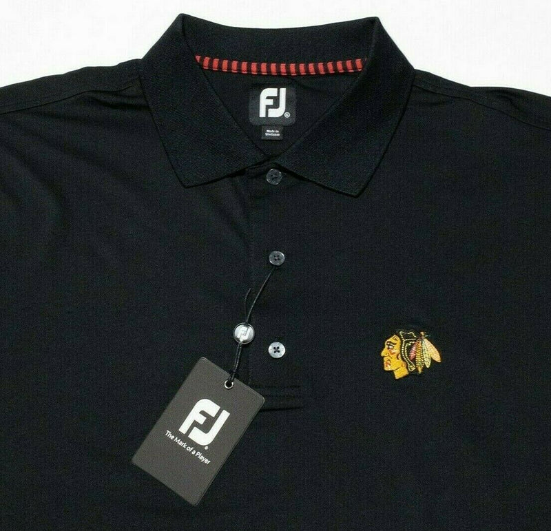 Chicago Blackhawks FootJoy Golf Shirt XL Men's Black Wicking Golf NHL PD Lisle