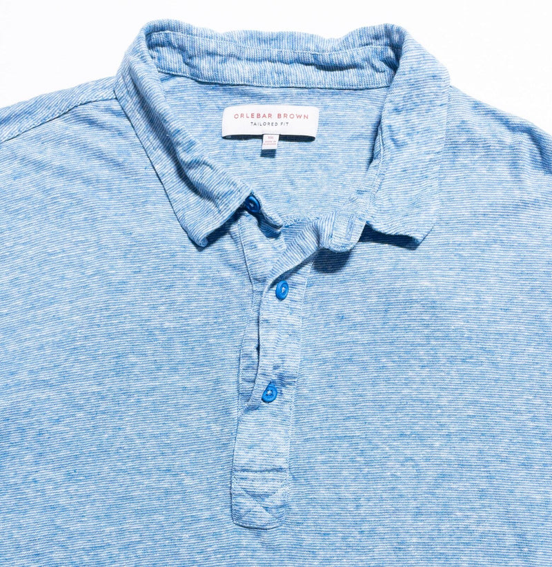 Orlebar Brown Polo Shirt Men's Tag 2XL Fits M/L Blue Short Sleeve