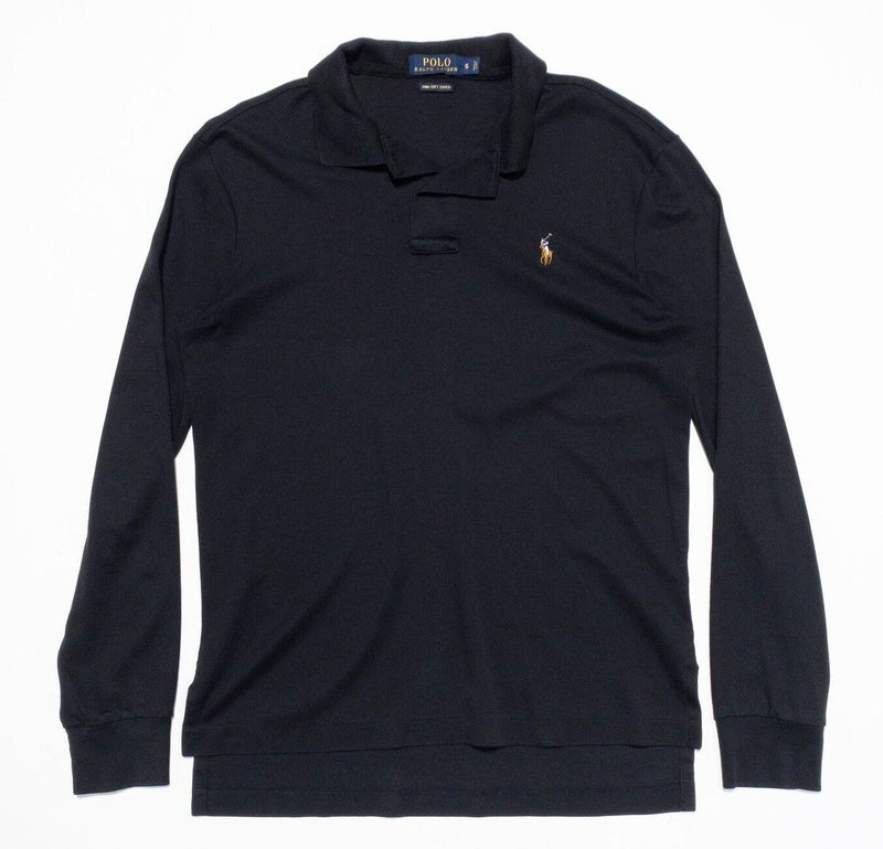 Polo Ralph Lauren Pima Soft Touch Polo Shirt Small Men's Long Sleeve Black Pony