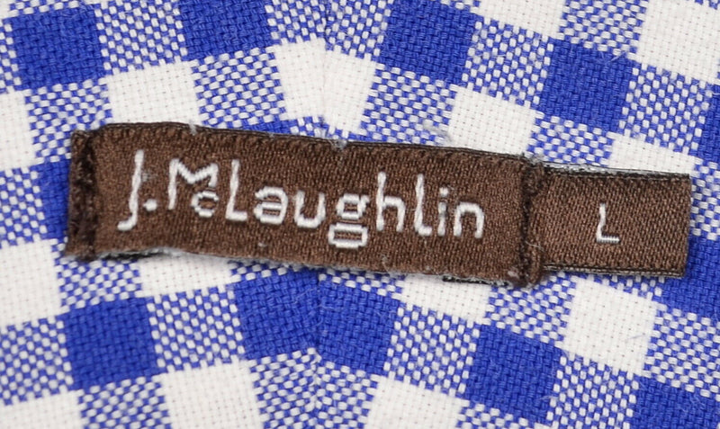 J. McLaughlin Men's Large Blue White Gingham Check Button-Down Shirt