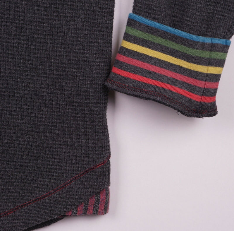 Robert Graham Men’s Sz 2XL Classic Fit Rainbow Flip Cuff Gray 1/4 Zip Sweater