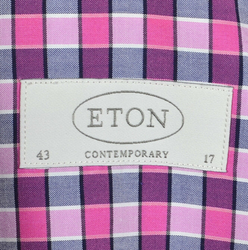 ETON Contemporary Men's 17/43 Pink Purple Check Long Sleeve Dress Shirt