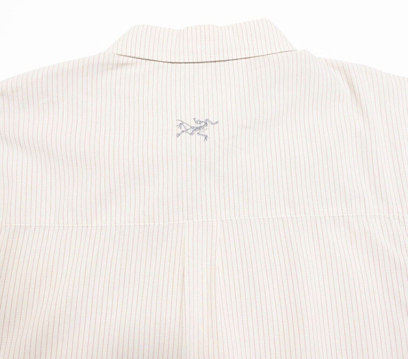 Arc'teryx Shirt XL Men's Long Sleeve Button-Front Ivory Striped Zip Pocket