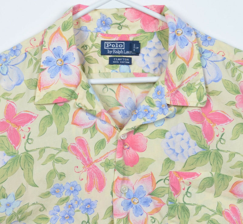 Polo Ralph Lauren Men's XL Floral Pink Yellow Green Clayton Hawaiian Camp Shirt