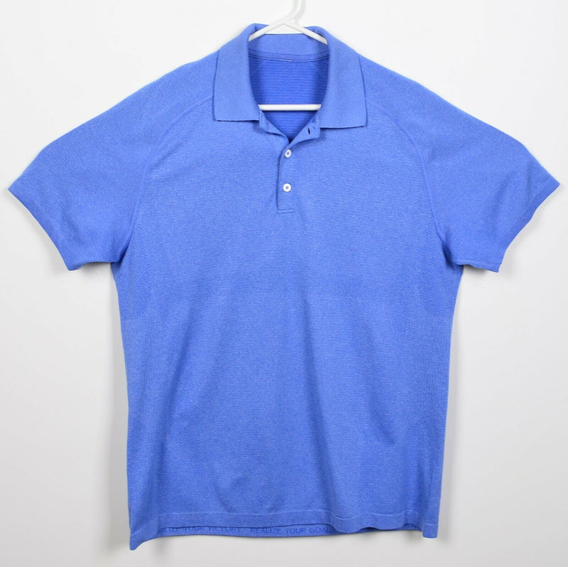 Lululemon Men's Large Heather Blue Athleisure Vented Stretch Wicking Polo Shirt