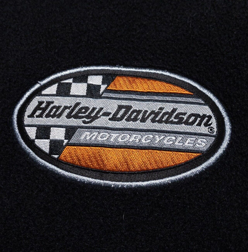 Harley-Davidson Sweatshirt Men's XL Fleece Pullover 1/4 Zip Biker Black Orange