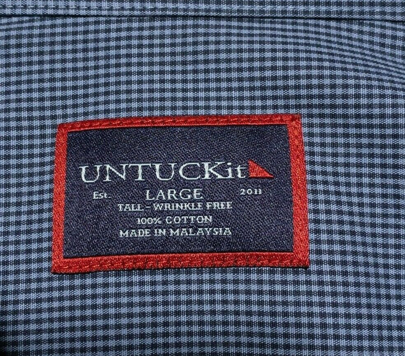 UNTUCKit Wrinkle Free Cruz Shirt Blue Micro-Check Men's LT (Large Tall)