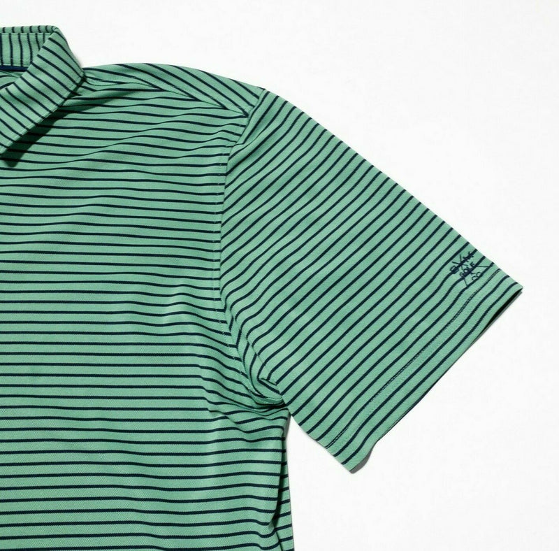 johnnie-O Large Polo Men's Shirt Prep-Formance Golf Wicking Green Striped