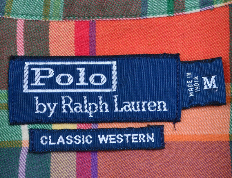Polo Ralph Lauren Men's Medium Pearl Snap Plaid Classic Western Flannel Shirt