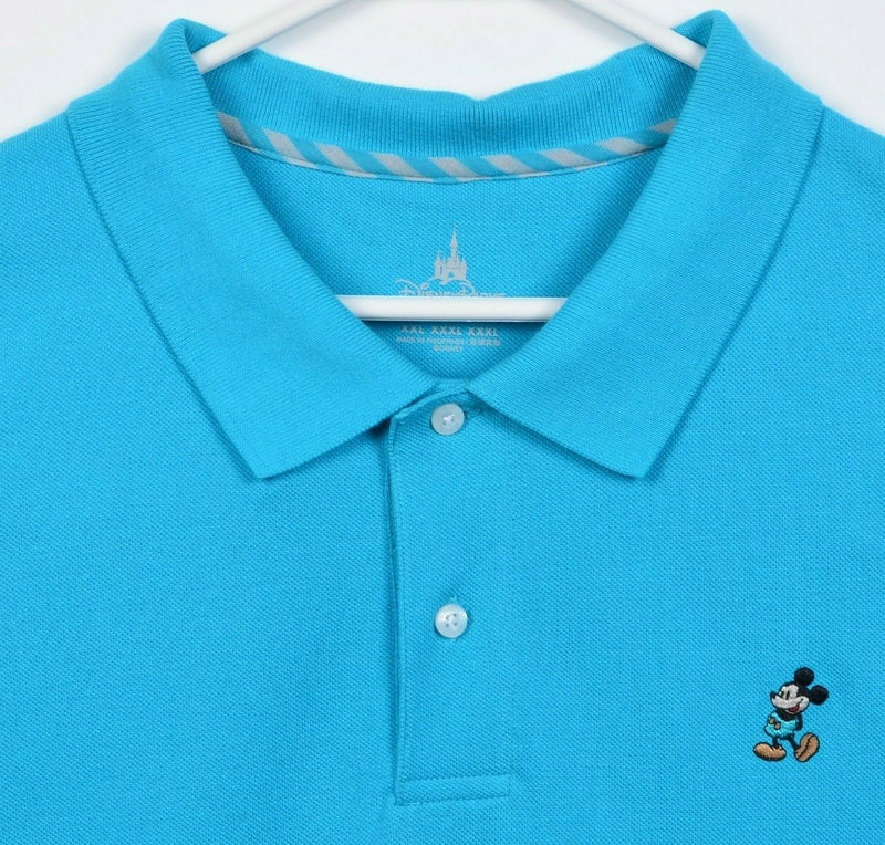Disney Parks Men's 2XL Mickey Mouse Solid Blue Cotton Polyester Blend Polo Shirt