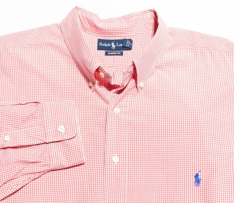 Polo Ralph Lauren Shirt Men's 2XLT Tall Long Sleeve Button-Down Pink Check