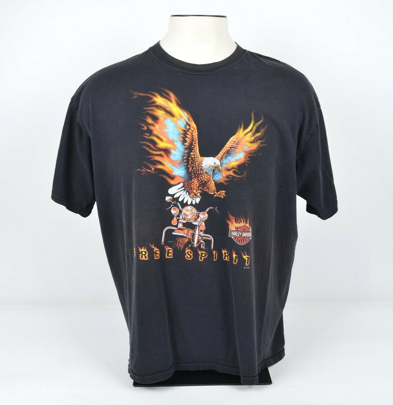 Vintage Harley-Davidson Men's 2XL Eagle Flames Free Spirit Cancun Biker T-Shirt