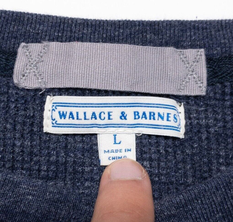 Wallace & Barnes Thermal Henley Men's Large Waffle-Knit Long Sleeve Navy Blue