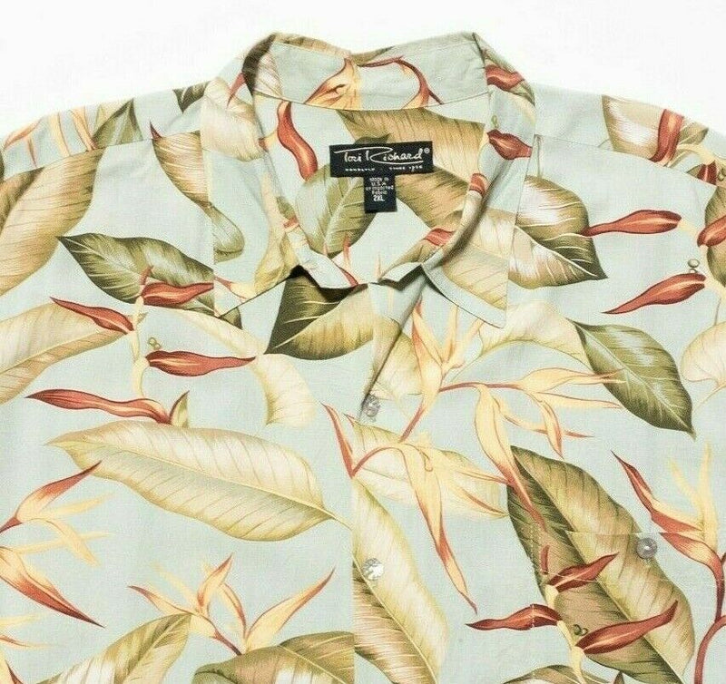 Tori Richard Hawaiian Shirt 2XL Men's Floral Palm Leaf Aloha Vintage 90s USA