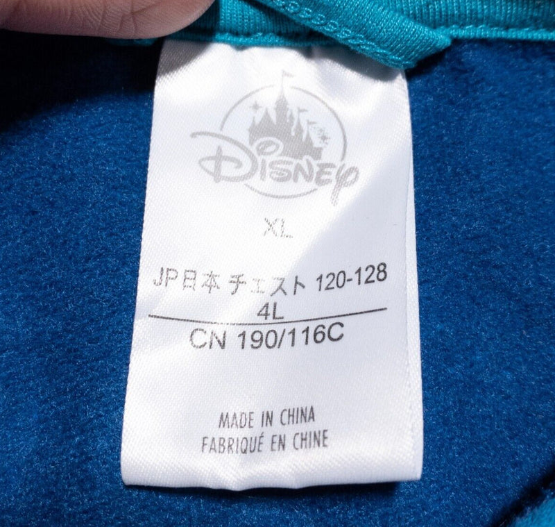 Disney Lilo & Stitch Hoodie Men's XL Full Zip Hooded Pattern Floral Blue