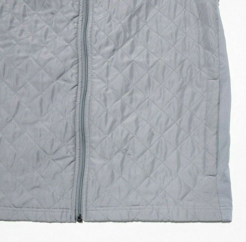 Straight Down Puffer Vest Gray Full Zip Quilted Golf Wisconsin Club Men's Medium