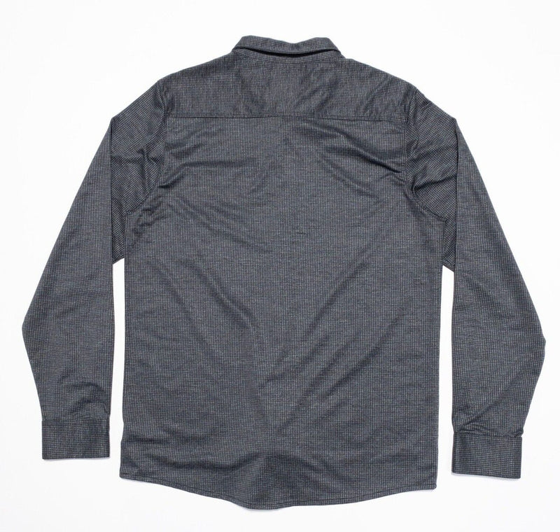 Travis Mathew Button-Up Shirt Large Men Long Sleeve Gray Check Polyester Wicking
