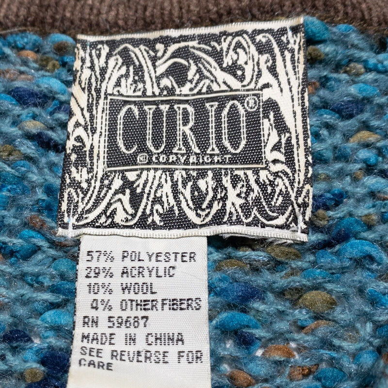 Curio Anthropology Cardigan Women's Fits Large Sweater Jacket Wool Knit Blue