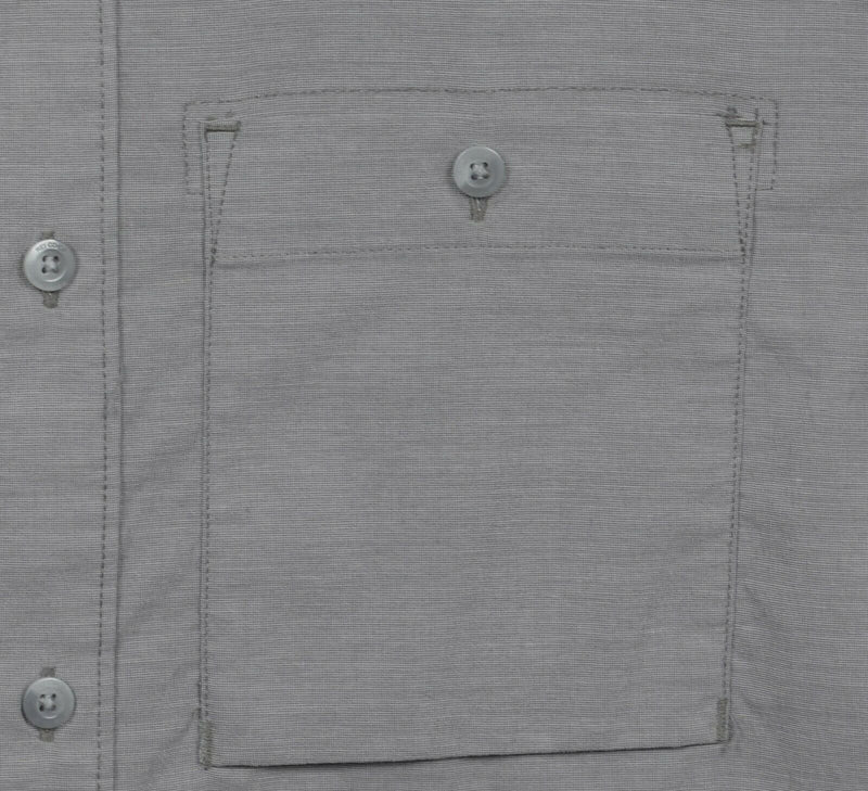 REI Co-Op Men Medium Nylon Wicking Solid Gray Hiking Outdoor Button-Front Shirt