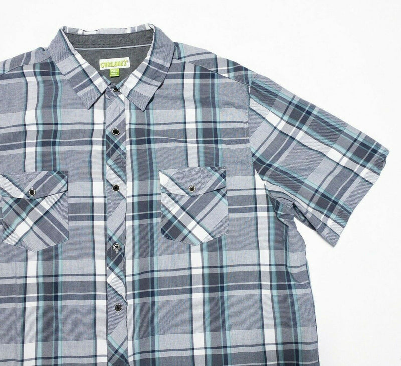 Cariloha Shirt 2XL Men's Bamboo Blend Gray Plaid Short Sleeve Button-Front