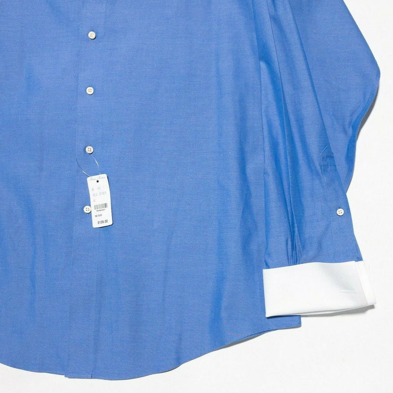 Brooks Brothers Men's 18.5 Custom French Cuff Dress Shirt Blue White Button-Down