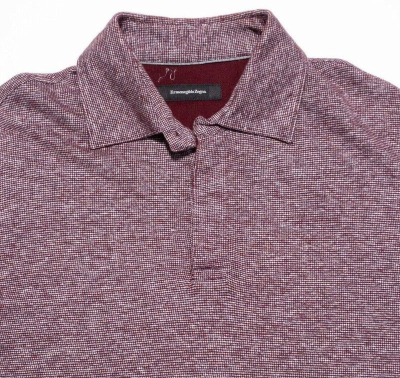Ermenegildo Zegna Polo Medium Men's Shirt Linen Cotton Blend Heather Red/Purple