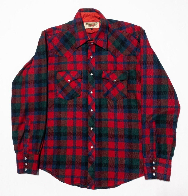 Youngbloods Pearl Snap Shirt Men's Large Flannel Vintage 80s Red Plaid Western