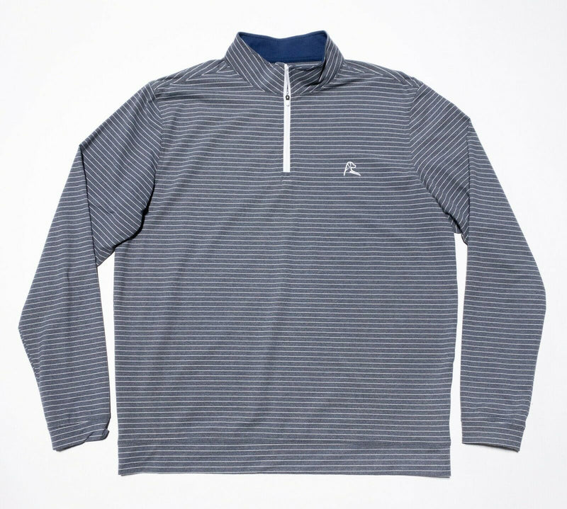 Rhoback Men's 1/4 Zip Golf Pullover Nylon Wicking Gray Stripe Dog Men's Large