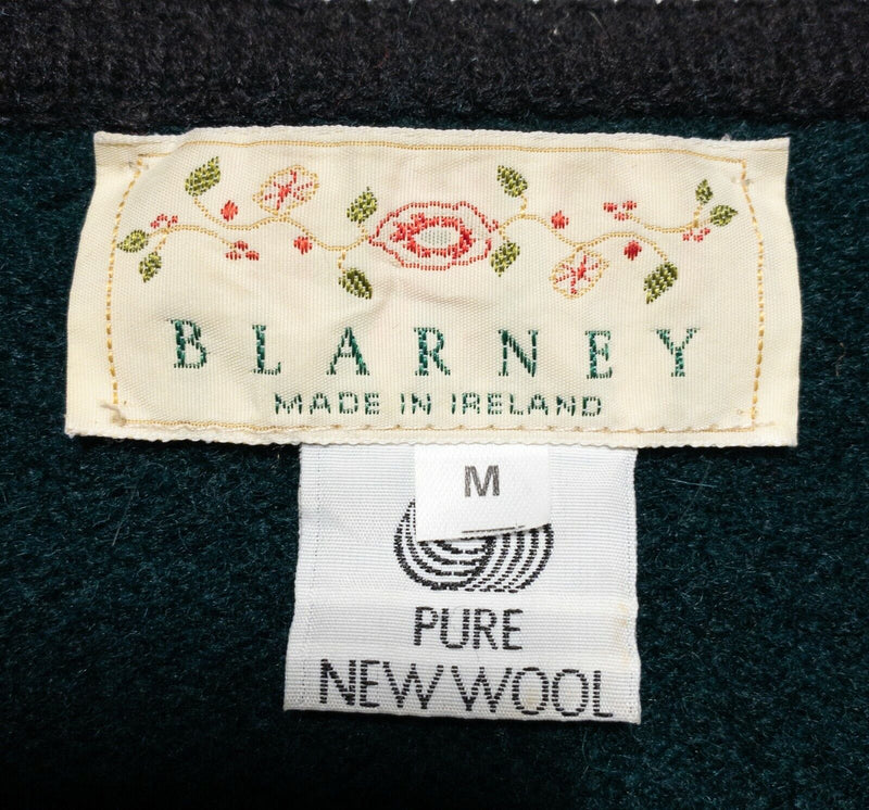 Blarney Cardigan Women's Medium (Fits M/L) Sweater Wool Green Black Irish Toggle