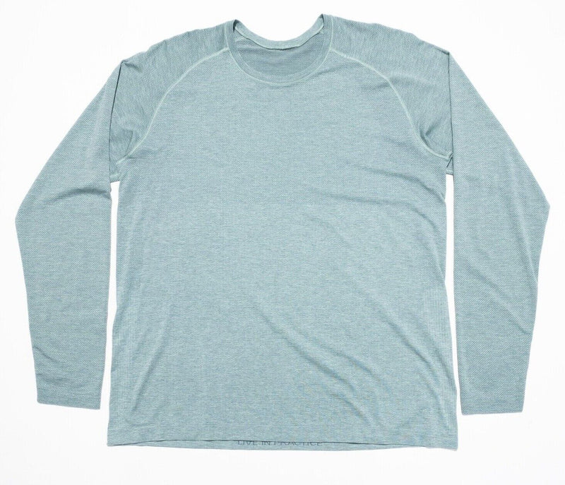 Lululemon T-Shirt Men's 2XL Long Sleeve Blue/Green Wicking Metal Vent Tech