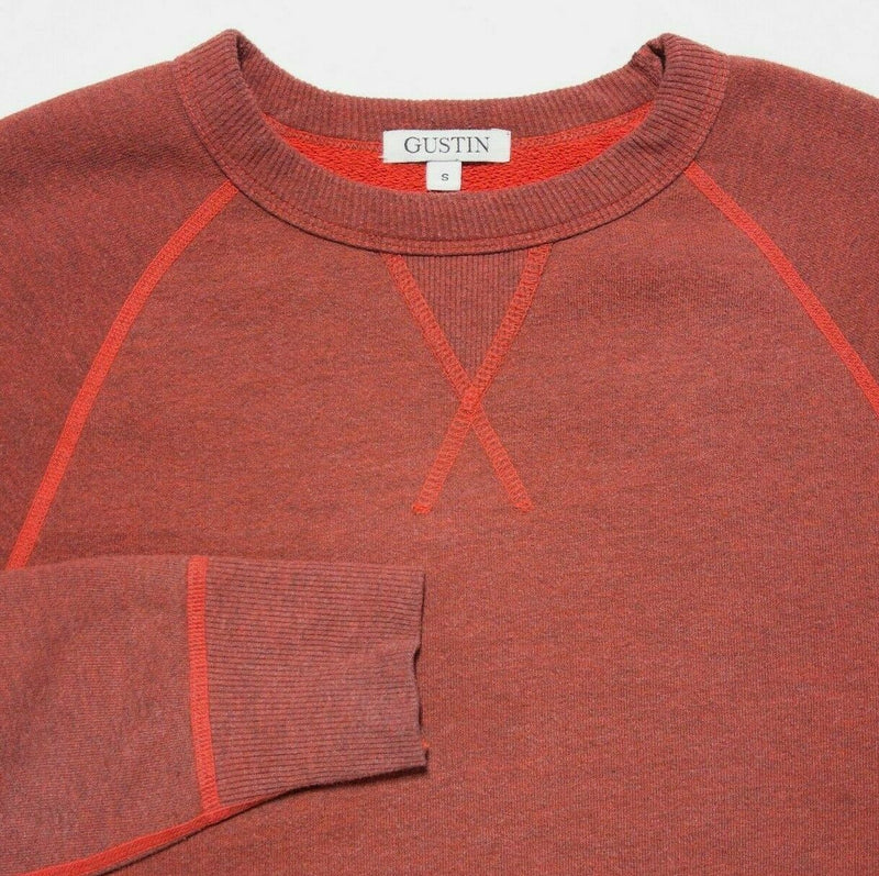 Gustin Men's Small Solid Orange/Red Crew Neck Pullover Fleece Sweatshirt