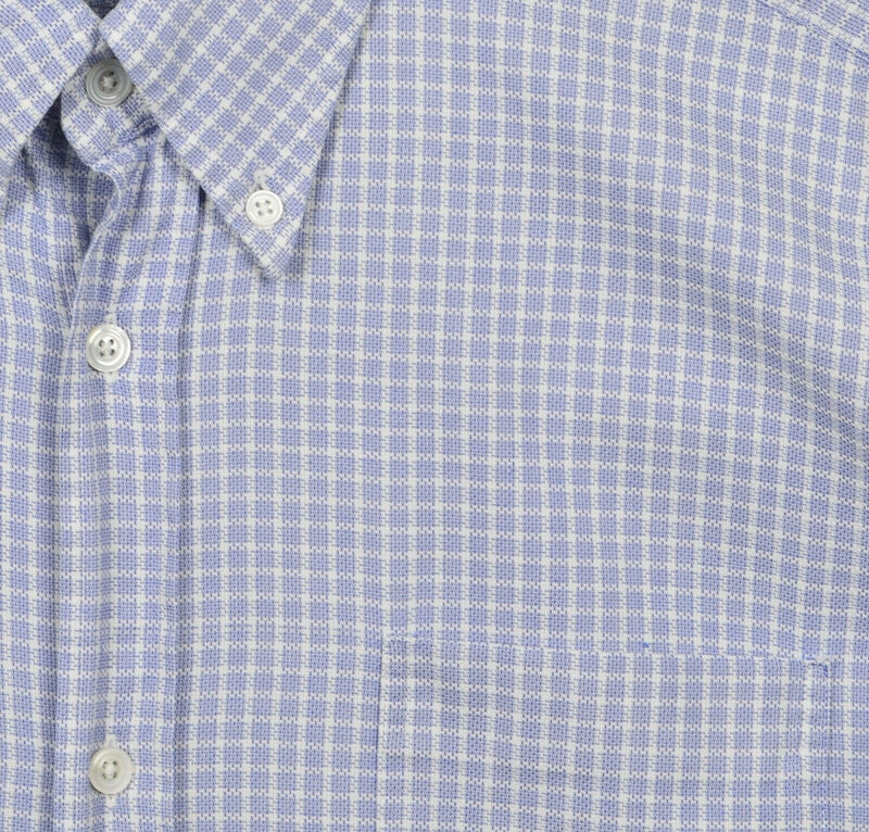 Hermes Men's 17.5/44 Blue Plaid Made in France Button-Down Dress Shirt