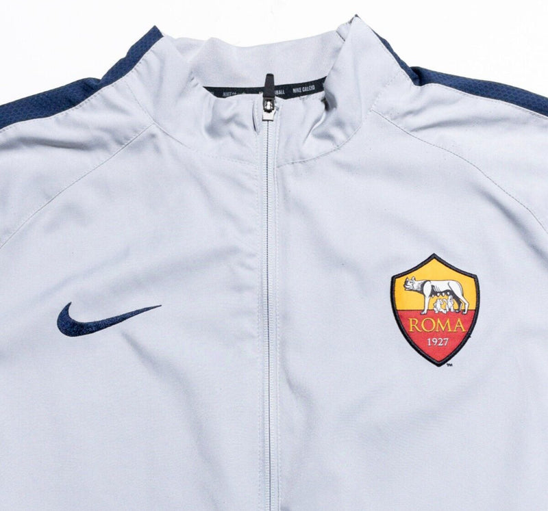 AS Roma Jacket Men's 2XL Nike Dri-Fit Full Zip Gray Soccer Club Track Jacket