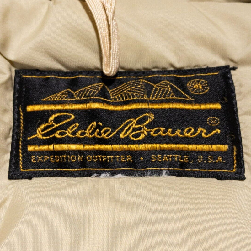 Vintage Eddie Bauer Down Jacket Men's Fits Large/XL Puffer 80s Brown Zip Snap