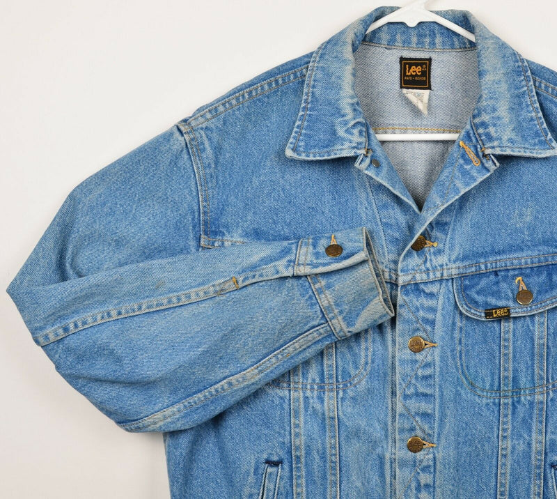 Vintage 90s Lee Riders Men's 40 Reg (Medium) Denim Zig-Zag Stitch Worn Jacket