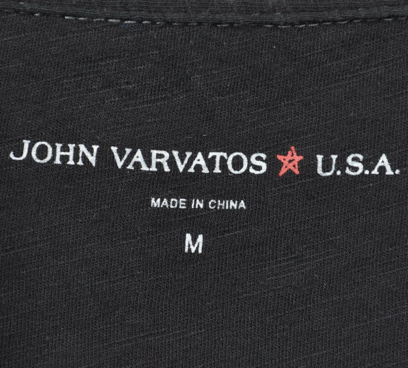 John Varvatos USA Men's Medium Peace Sign Logo Black Short Sleeve Polo Shirt