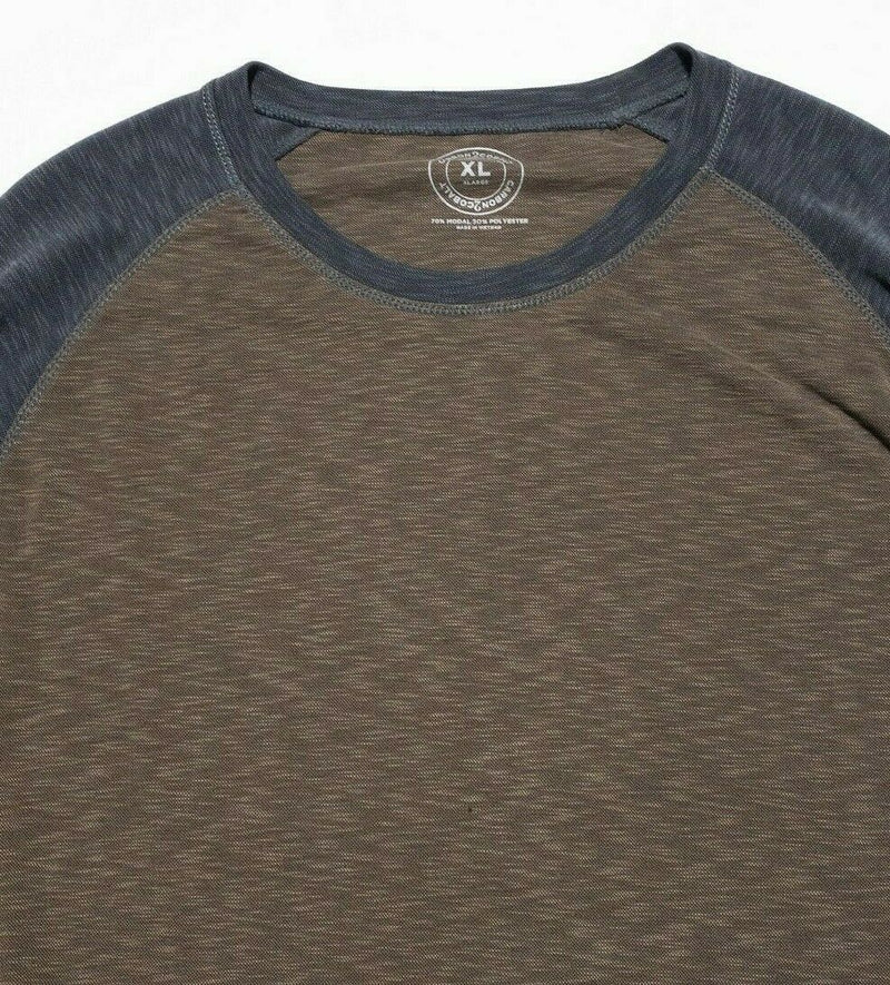 Carbon 2 Cobalt Modal Blend Crewneck T-Shirt Brown Gray Long Sleeve Men's XL