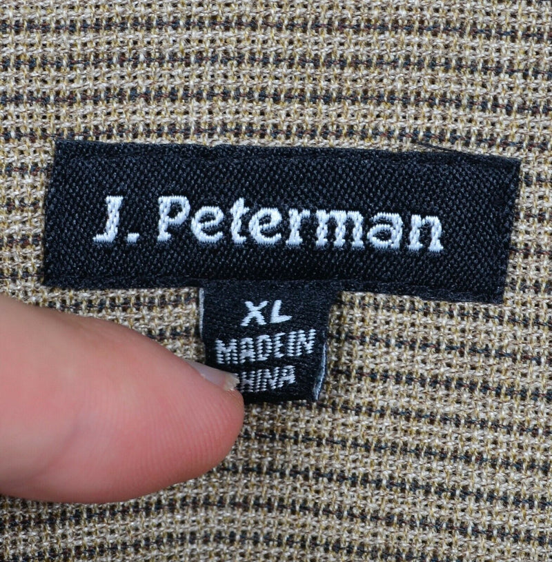 J. Peterman Men's XL Wool Blend Solid Brown Safari Button-Front Flannel Shirt