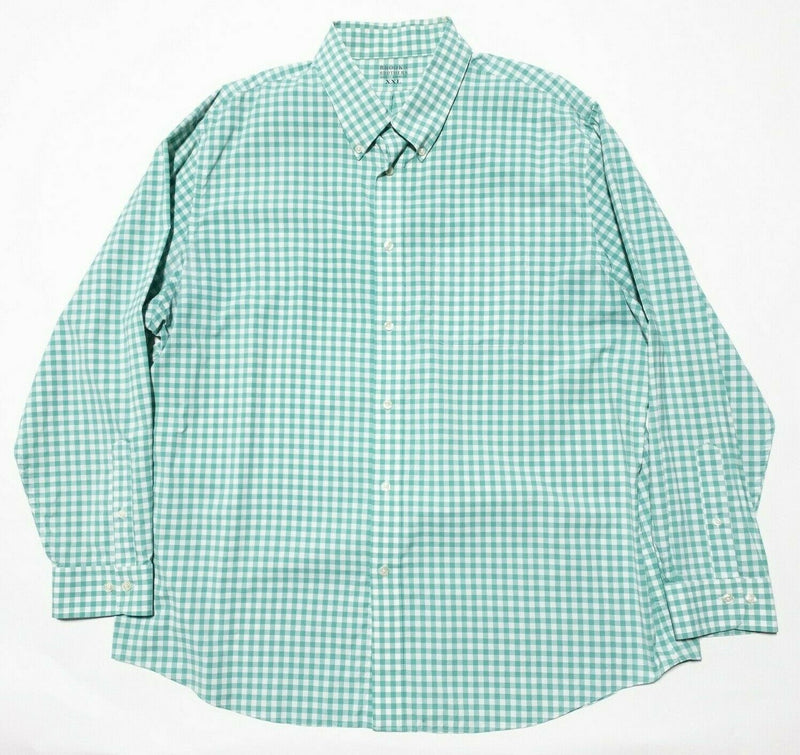 Brooks Brothers Men's 2XL Nylon Blend Wicking Green Gingham Button-Down Shirt